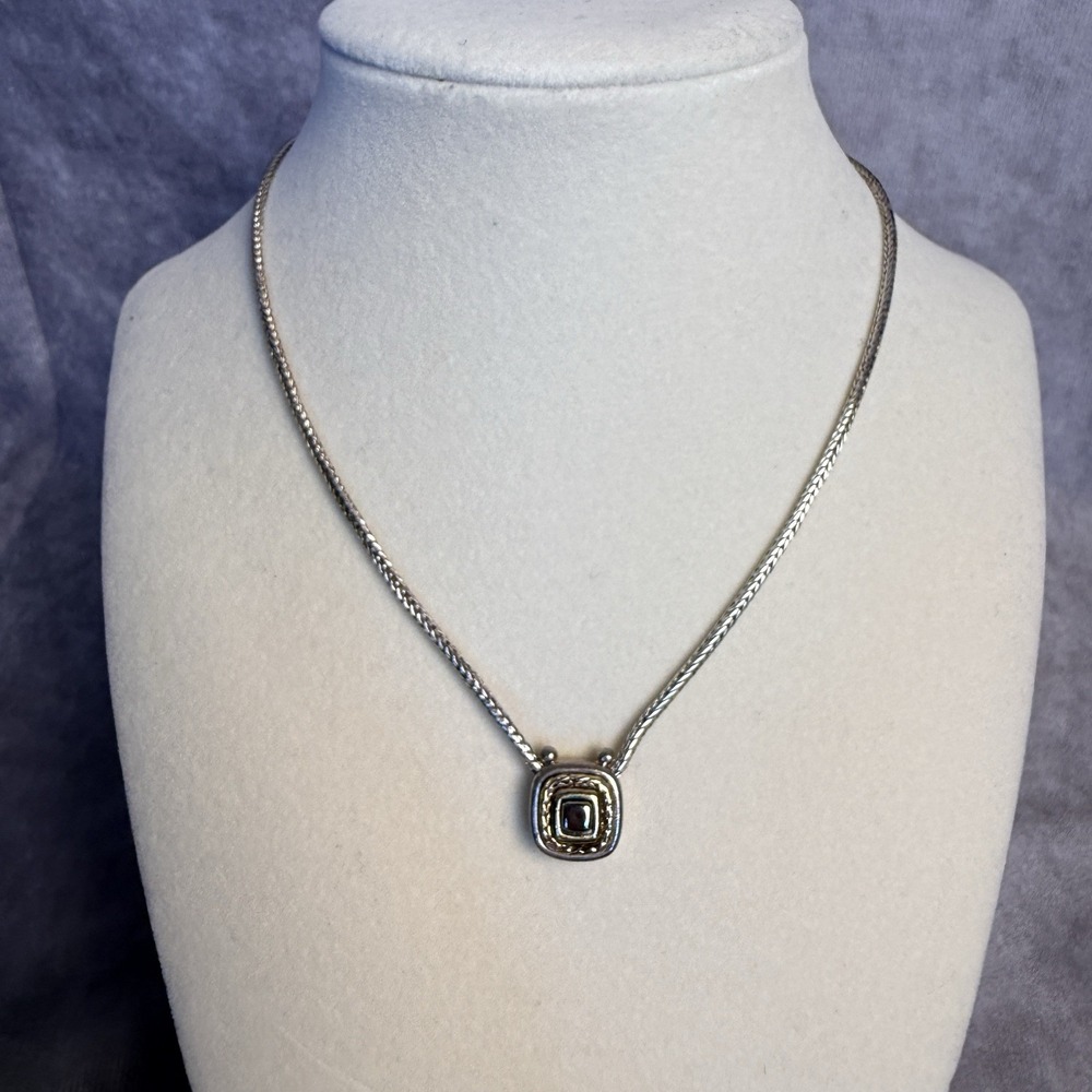 Vintage Liz Claiborne Two Toned‎ Necklace Gold Silver Tone Pendant 8 Inch